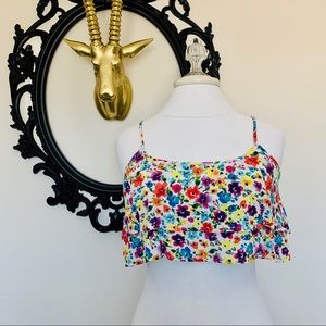 MINKPINK Flowy Floral Print Crop Top Tank Top